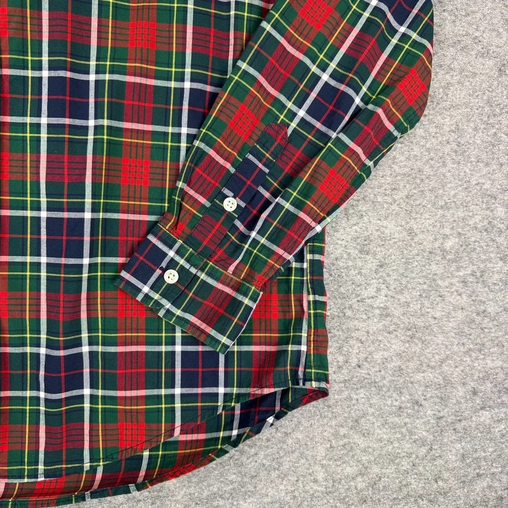 Ralph Lauren Button Down Shirt Long Sleeve Natural Stretch Plaid Boys XL 18/20